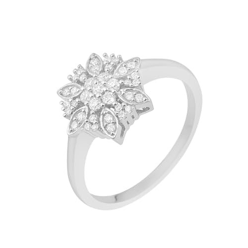 MOONEYE 0,40 ctw runde Form Moissanit-Diamant 925er Sterling Silber Blumen-Cluster-Frauen-Ehering Sterlingsilber, 50 von MOONEYE