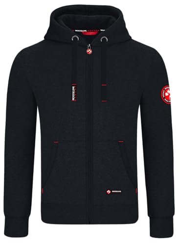 MOOSELINE V1 Herren Sweatjacke Kapuzenjacke Trainingsjacke Hoodie mit Reißverschluss Sweat Jacke (L, schwarz) von MOOSELINE