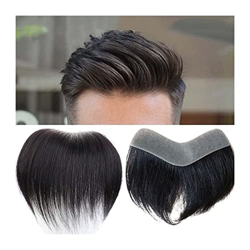 Haar Toupet Männer Herren-Toupet, indisches Echthaar, Stück, V-Schleife, Haaransatz, Toupet for Männer, 0,05–0,14 mm, dünne Haut, PU-Männerperücken, 15,2 cm, Remy-Haarersatzsystem Herren-Toupet (Colo von MOOWI