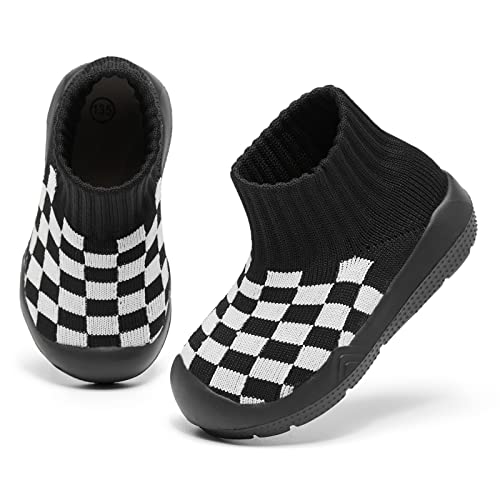 MORENDL Baby Lauflernschuhe Krabbelschuhe Babyschuhe Baby Hausschuhe für Kleinkind Jungen Mädchen ABlackPlaid EU 22 von MORENDL