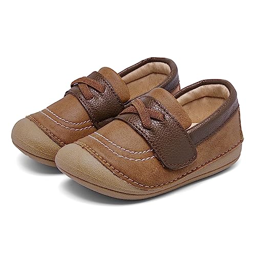 MORENDL Baby Lauflernschuhe Unisex Mary Jane Babyschuhe Krabbelschuhe für Kleinkind Jungen Mädchen BraunLoafers EU 19 von MORENDL