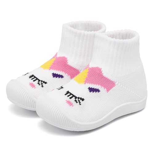 MORENDL Lauflernschuhe Jungen Mädchen rutschfeste Kleinkind Hausschuhe Babyschuhe Unisex Baby Slipper Unicorn EU 22 von MORENDL