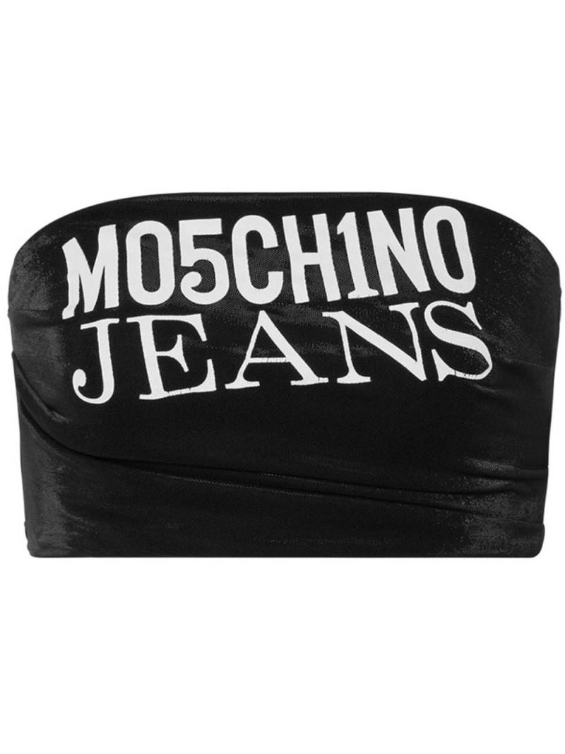 MOSCHINO JEANS Bandeau-Top mit Logo-Print - Schwarz von MOSCHINO JEANS