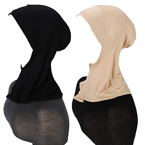 MOWEN 2 Stück Modal Baumwolle Hijab Cap Unterschal zum Islamische Muslimische,Sommer Hut Elastische Headscarf Cap (2P-10) von MOWEN