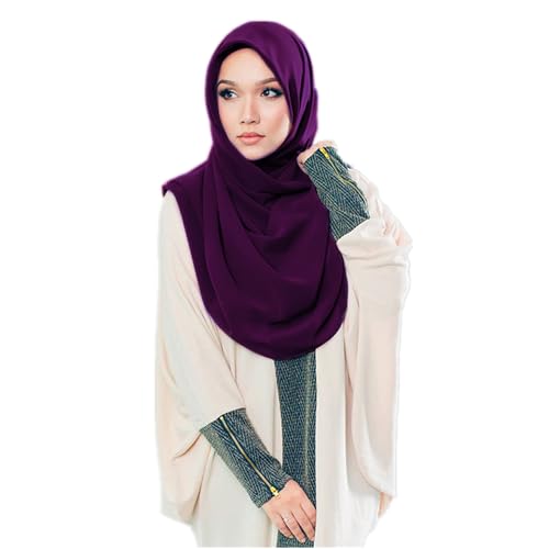 MOWEN Bubble Chiffon Schal mit Underscarf Cap für Frauen Hijab Muslim Lightweight 70X180cm (Dunkelviolett) von MOWEN