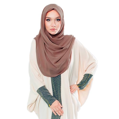 MOWEN Bubble Chiffon Schal mit Underscarf Cap für Frauen Hijab Muslim Lightweight 70X180cm (Helles Khaki) von MOWEN