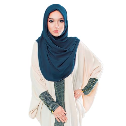 MOWEN Bubble Chiffon Schal mit Underscarf Cap für Frauen Hijab Muslim Lightweight 70X180cm (Tiefes Cyan) von MOWEN