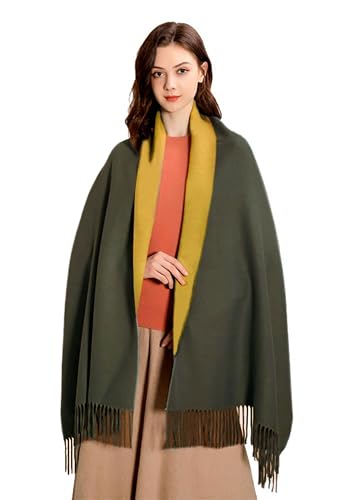 MOWEN Kaschmir Schal Frauen übergroße Pashmina Große Warme Schals Wraps 2-Ton Solid Color für Herbst Winter 70X200cm von MOWEN