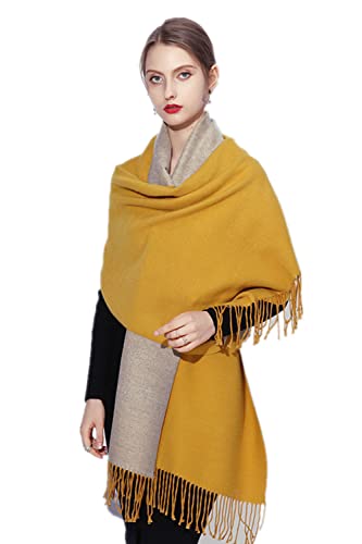 MOWEN Kaschmir Schal Frauen übergroße Pashmina Große Warme Schals Wraps 2-Ton Solid Color für Herbst Winter 70X200cm von MOWEN