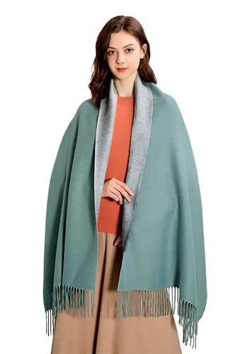 MOWEN Kaschmir Schal Frauen übergroße Pashmina Große Warme Schals Wraps 2-Ton Solid Color für Herbst Winter 70X200cm von MOWEN