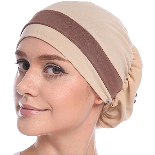 MOWEN Muslimische Zweifarbige Hijab-Kappe für Frauen, Turban, Stretch, Chemo-Hut mit Blumenform von MOWEN