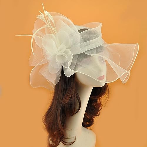 Übergroße Schleier-Blume-Bowler-Hut-Feder-Haar-Kopf-Zusätze Kopfschmuck-Hochzeitskleid-Zusätze Korea Japan Schwarz-Weiß-2 Übergroße Schleier-Blume-Bowler-Hut-Feder-Haar-Kopf-Zusätze Kopfschmuck-Hochzeitskleid-Zusätze Korea Japan Schwarz-Weiß-2 von MObyat