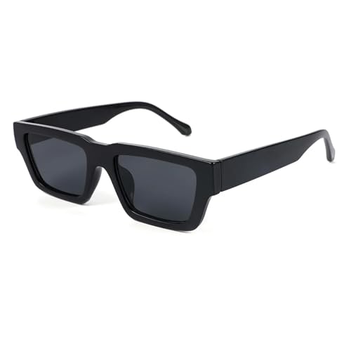 Kleine Sonnenbrille mit quadratischem Rahmen Punk für Männer und Frauen Anti-UV 400-5247-Schwarz schwarz von MPOWRX