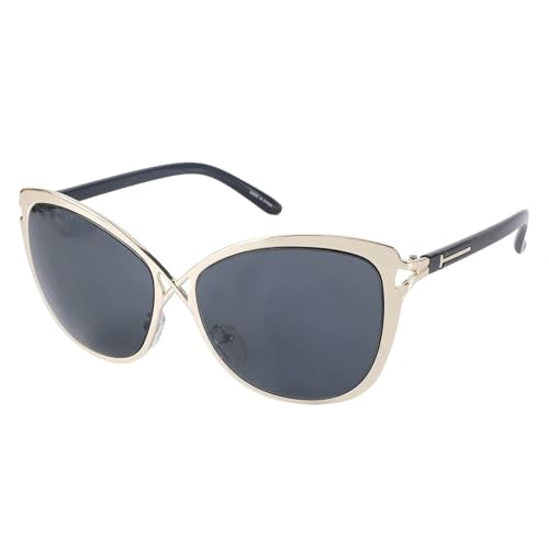 MPOWRX Retro Sonnenbrille mit großem Rahmen für Damen und Herren Brille UV 400 Schutz-96879-goldgrau von MPOWRX