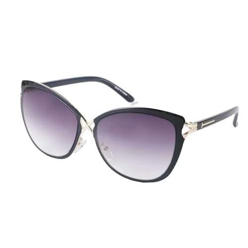 MPOWRX Retro Sonnenbrille mit großem Rahmen für Damen und Herren Brille UV 400 Schutz-96879-schwarz grau von MPOWRX