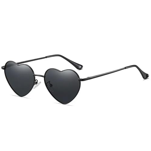 Metall Herzförmige Sonnenbrille Süßigkeiten Farbverlauf Sonnenbrille Outdoor-Brille Brille-Schwarz Schwarz-Als Bild von MPOWRX