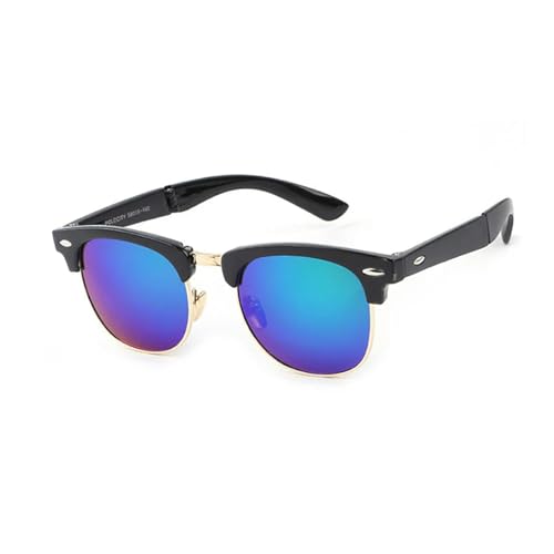 Retro Metall Klassische Fahrbrille für Männer und Frauen Einzigartiges Design Faltbare Sonnenbrille-1287schwarz gold grün von MPOWRX