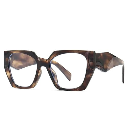 Retro Polygon Cat Eye Bunte Sonnenbrille Frauen Klare Farbverlaufstöne UV400 Männer Sonnenbrille - Braunes Muster klar - Wie das Bild von MPOWRX