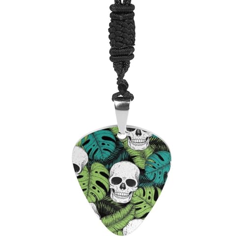 MRWQC Pick Halskette Für Mann Gitarre Anhänger Musikschmuck Halsketten Für Frauen Totenkopf Und Palmblätter von MRWQC