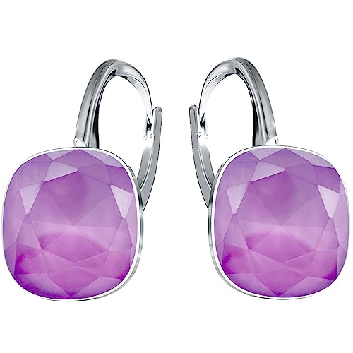 MŚ 1997 MENNICA ŚWIDNICKA Hängende Ohrringe 925 Silber mit Marken Kristall Zirkonia - Damen Schmuck Echt Silberne Hänge Ohrhanger Ideal Geschenge (Violet) von MŚ 1997 MENNICA ŚWIDNICKA