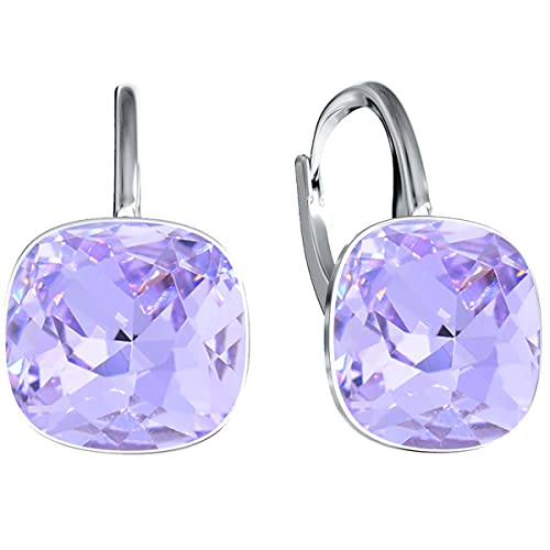 MŚ 1997 MENNICA ŚWIDNICKA Damen Hängen Ohrringe Silber 925 mit Marken Kristalle Zirkonia - Schmuck Echt Silberne Hängende Ohrhanger für Frauen und Mädchen - Hängeohrringe Ideal Geschenk (Violet) von MŚ 1997 MENNICA ŚWIDNICKA