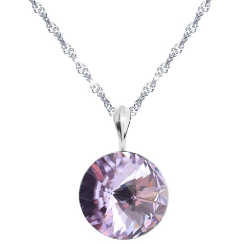 MŚ 1997 MENNICA ŚWIDNICKA Damen Halskette 925 Sterling Silber mit Rivoli Marken Kristalle Anhänger Kette mit Anhänger Silber Kette Geschenk für Frau zum Geburtstag Jubiläum (Violet) von MŚ 1997 MENNICA ŚWIDNICKA