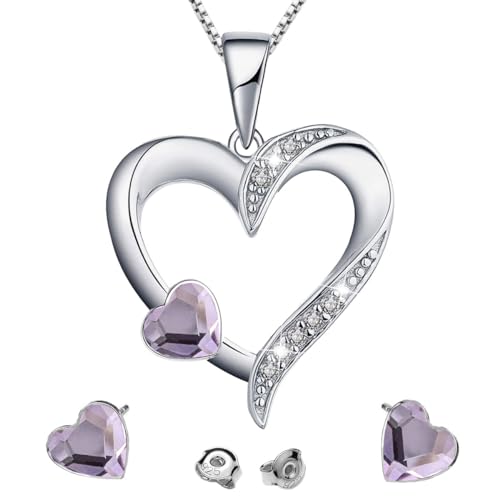 MŚ 1997 MENNICA ŚWIDNICKA Hochwertiges Eleganter Damen Schmuck-Set: Mit Herz Liebe und Schönheit - Zirkonia Kristalle, Zirconia und Kritalle Akzente (Violet) von MŚ 1997 MENNICA ŚWIDNICKA