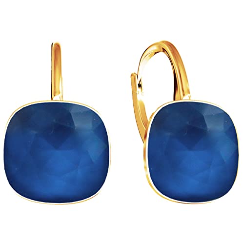 Ohrringe 925 Silber Österreichische Zirkonia - 24 karat Vergoltet Schmuck für Frauen und Mädchen - Hängeohrringe Ideal für Geschenke für Frauen (Royal Blue) von MŚ 1997 MENNICA ŚWIDNICKA