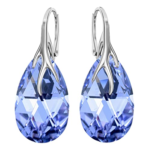 Hängen Silber Ohrringe 925 Silber mit Zirkonia - Schmuck für Frauen und Mädchen - Hängeohrringe Ideal für Geschenke für Frauen Hängende Damenohrringe (Violet) von MŚ 1997 MENNICA ŚWIDNICKA