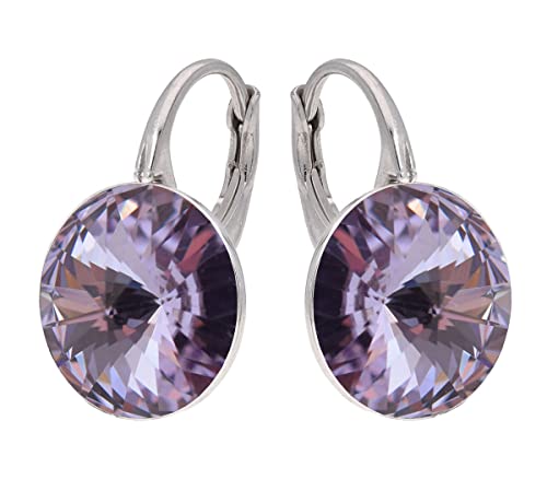 Rivoli Ohrringe Österreichische Zirkonia 925 Silber - Schmuck für Frauen und Mädchen - Hängeohrringe Ideal für Geschenke für Frauen (Violet) von MŚ 1997 MENNICA ŚWIDNICKA