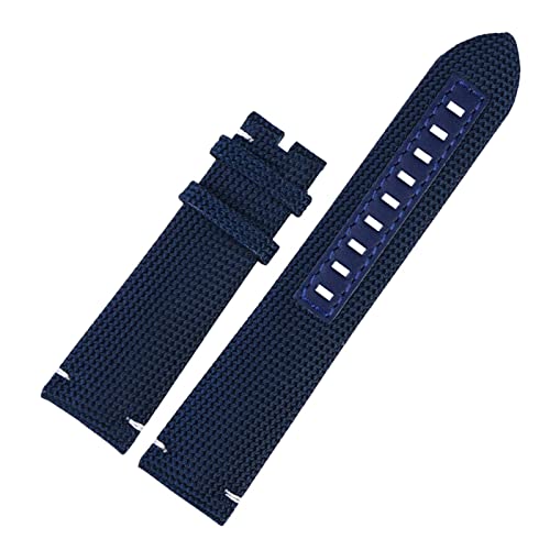 MSEURO 22mm Leder Nylon Canvas Watchband Männer Sport Tauchhalm Armband Band kompatibel for MIDO -kompatibel for Ocean Watch Gurt (Color : Dark blue01, Size : 22mm) von MSEURO