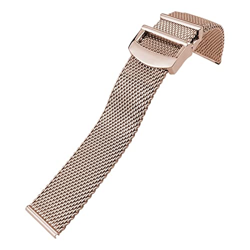 MSEURO Edelstahl gewebtes Mesh Watchband 20mm 21 mm 22 mm kompatibel for Iwc Kompatibel for LE Petit kompatibel for Prince kompatibel for Mark 18 Uhrengurt (Color : Rose golden, Size : 20MM_NO LOGO von MSEURO
