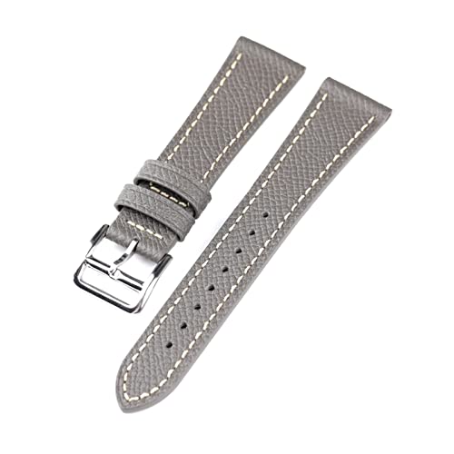 MSEURO Leder Uhrenband 18 19 20 21 22 2 4mm Schwarzblau graues Lederband H Buckle Watch Band Männer Uhr Accessoires (Color : Gr�, Size : 22MM) von MSEURO