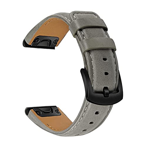 MSEURO Leder Uhrenband 22 mm kompatibel for Garmin kompatibel for Fenix ​​7/6 Pro / 5 Plus/kompatibel for Forerunner 945 / kompatibel for Epix Gen 2 Uhrenbandband (Color : Gray, Size : Fenix 6) von MSEURO