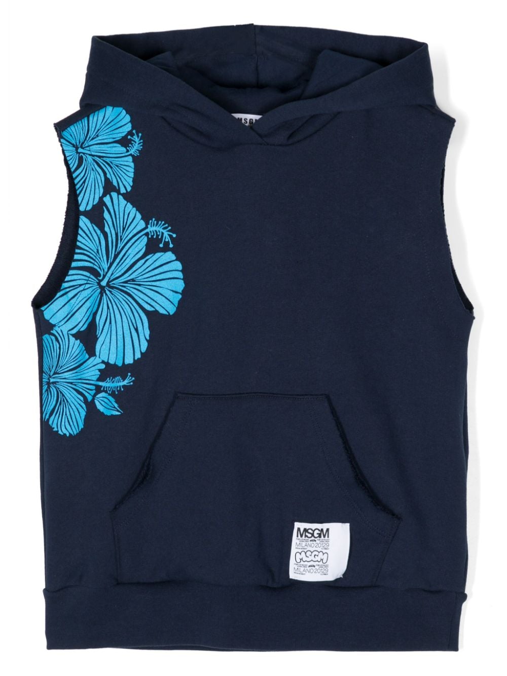 MSGM Kids Ärmelloser Hoodie mit Blumen-Print - Blau von MSGM Kids