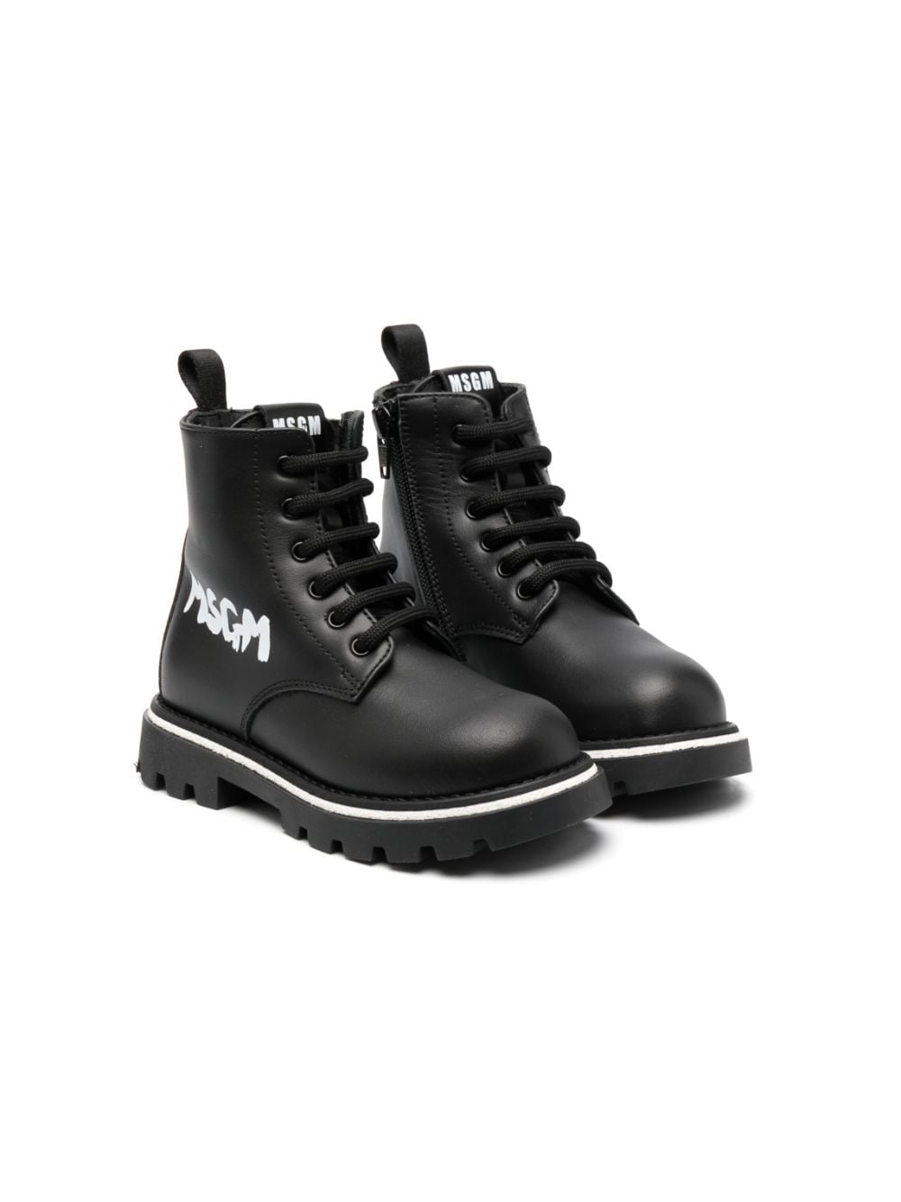 MSGM Kids Stiefeletten mit Logo-Print - Schwarz von MSGM Kids