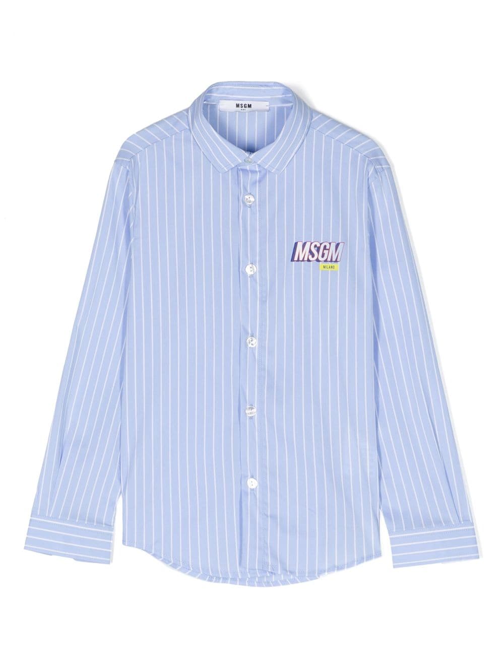 MSGM Kids Gestreiftes Hemd mit Logo-Print - Blau von MSGM Kids