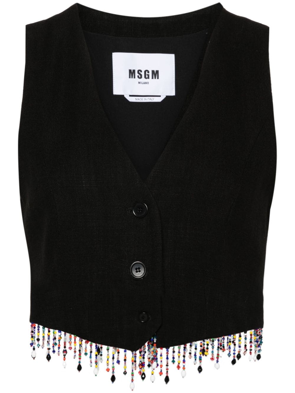 MSGM Cropped-Weste mit Perlendetail - Schwarz von MSGM