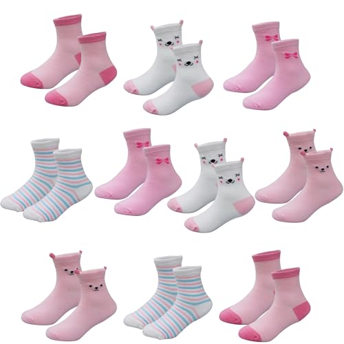 MSHEN Babysocken 10 Paar 0-7 Jahre alte Jungensocken Blau gestreifte Cartoon-Babysocken-GKS01-L-10 von MSHEN