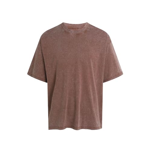 MSIYOW T-Shirt Oversize Herren Tshirt Casual Oberteile Rundhals Tops Vintage Sportshirt T-Shirts Sommer Y2K Streetwear(2XL, Khaki) von MSIYOW