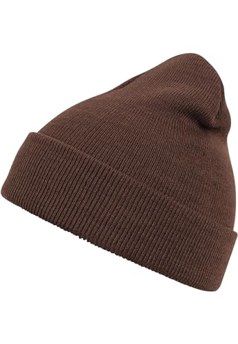 MSTRDS Unisex Strickmütze Basic Flap Beanie - einfarbige, neutrale Wintermütze für Damen und Herren ohne Druck und Stick, ohne Logo - Farbe chocolate, Größe one size von Urban Classics