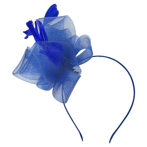 MSemis 1920s Damen Elegant Fascinator Stirnband Vintage Feder Haarschleife Haarreif Hochzeit Fascinator Haarband Cocktail Party Accessoires Königsblau B One Size von MSemis