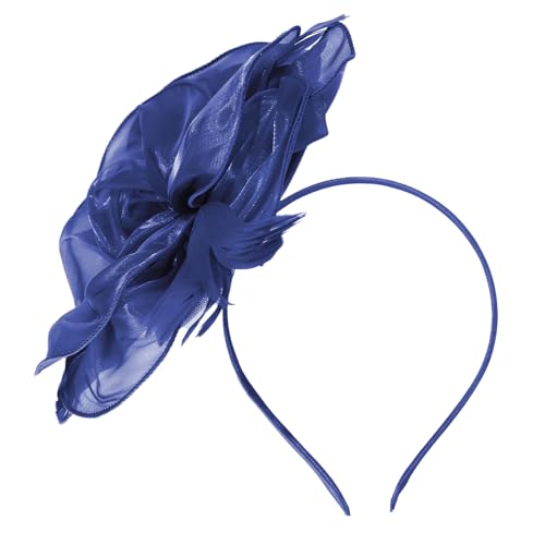 MSemis 1920s Damen Elegant Fascinator Stirnband Vintage Feder Haarschleife Haarreif Hochzeit Fascinator Haarband Cocktail Party Accessoires Marineblau A One Size von MSemis