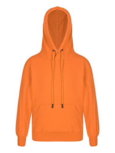 MSemis Jungen Hoodie Sweatjacke Basic Einfarbig Baumwoll Langarm Kapuzenjacke für Kinder Orange 110-116 von MSemis