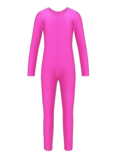 MSemis Kinder Mädchen Ballett Trikot Langarm Body Leotard Turnanzug Gymnastikanzug Turnbody Sport Training Tanzbekleidung gr. 98-152 Rose 122-128 von MSemis