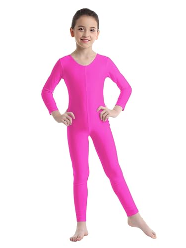 MSemis Kinder Mädchen Ballett Trikot Langarm Body Leotard Turnanzug Gymnastikanzug Turnbody Sport Training Tanzbekleidung gr. 98-152 Rose 158-164 von MSemis