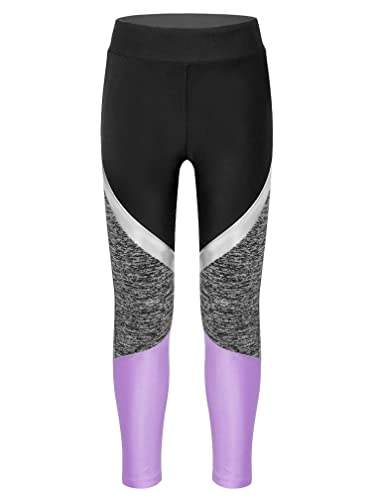 MSemis Mädchen Jogginghose Lange Leggings Sport Hosen mit Buchstaben Gedruckt für Gym Yoga Tanz Laufen Violett C 122-128 von MSemis