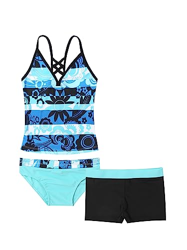 MSemis Mädchen Tankini Set 3-Teilig Badeanzug Bikini Bademode schwimmoberteil Badeweste Badehose Set Kinder Schwimmanzug Blau B 146-152 MSemis Mädchen Tankini Set 3-Teilig Badeanzug Bikini Bademode schwimmoberteil Badeweste Badehose Set Kinder Schwimmanzug Blau B 146-152 von MSemis