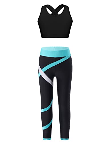 MSemis Teenager Mädchen Jogginganzug Trainingsanzug Sportanzug Jogger Crop Top Sport BH Weste mit Leggings Streetwear für Tanz Yoga Jogging Schwarz&Grün H 146-152 MSemis Teenager Mädchen Jogginganzug Trainingsanzug Sportanzug Jogger Crop Top Sport BH Weste mit Leggings Streetwear für Tanz Yoga Jogging Schwarz&Grün H 146-152 von MSemis
