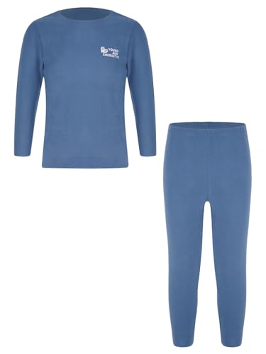 MSemis Thermo-Unterwäsche Set für Kinder Unisex Warme Wäsche Langärmligem Rundhalsausschnitt Oberteil + Langer Unterhose Leggings Kinderset Navy blau C 80-86 von MSemis